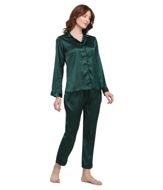 Smarty Pants Satin Nightsuit Sets - Green - L