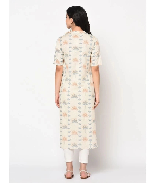 Antaran Cotton Printed Front Slit Womens Kurti - Off White ( Pack of 1 ) - None