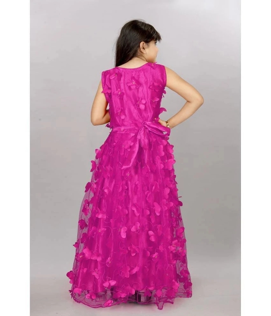 A TO Z CART Fluorescent Pink Net Girls Gown ( Pack of 1 ) - None