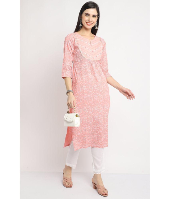 Rajnandini - Peach 100% Cotton Women's Straight Kurti ( Pack of 1 ) - None