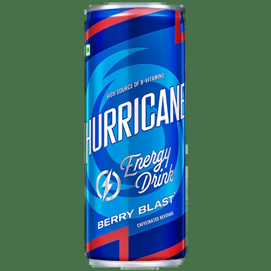 Hurricane Energy Drink - Caffeinated Beverage, Rich In Vitamin B, Berry Blast, 250 Ml