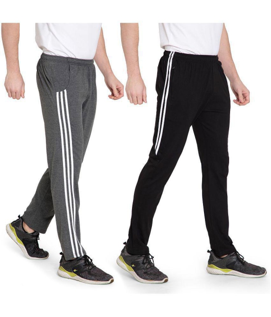 Zeffit Solid Men Black, Grey Track Pants (Pack Of 2 ) - XL