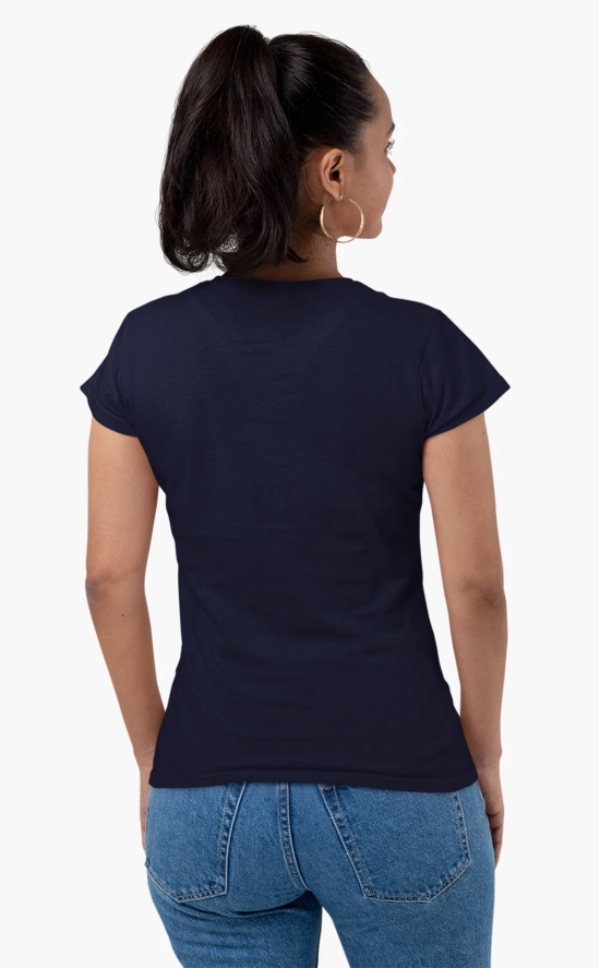 WOMENS ROUND NECK OMG T-SHIRT-Navy Blue / XS