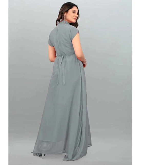 JASH CREATION - Grey Georgette Womens Gown ( Pack of 1 ) - None