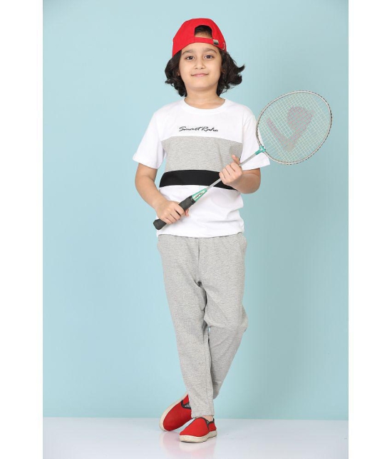 Rydho - Light Grey Cotton Boys T-Shirt & Trackpants ( Pack of 1 ) - None