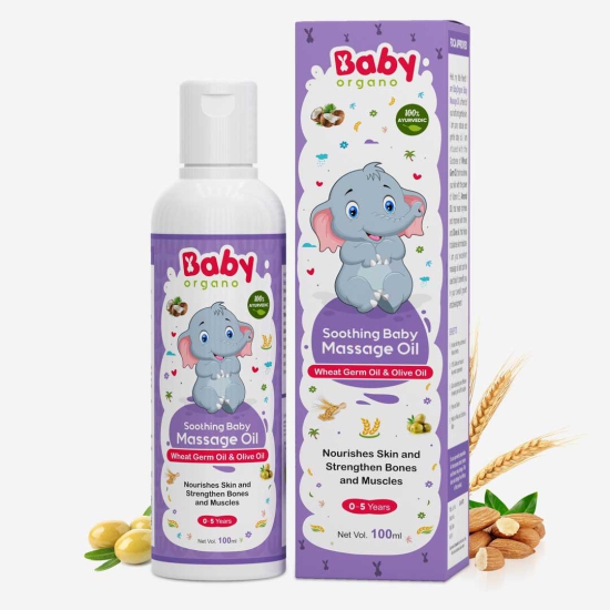 BabyOrgano Soothing Baby Massage Oil, 100ml | Super Blend of 6 Ayurvedic Herbs Oils | 100% Ayurvedic