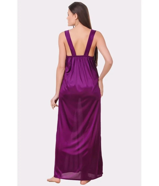 Fasense Purple Satin Womens Nightwear Nighty & Night Gowns ( Pack of 1 ) - None