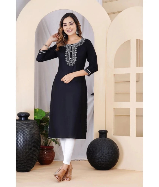 Lee Moda Rayon Solid Straight Womens Kurti - Black ( Pack of 1 ) - None