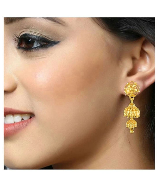 Vighnaharta Traditional wear Gold Plated alloy jhumka for Women and Girls ( Pack of- 1 Pair jhumki Earring) - Golden