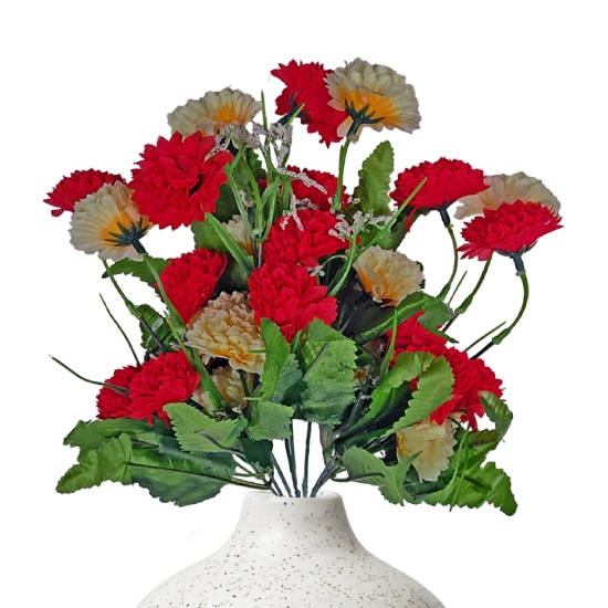 Small Carnations Artificial Flowers Red-White