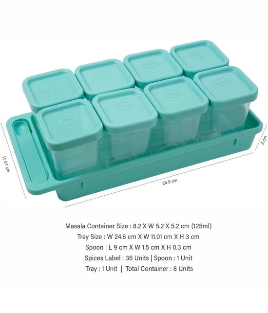 Gluman Plastic Green Spice Container ( Set of 8 ) - Green