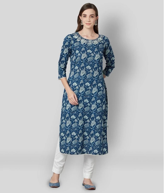 Divena - Blue Cotton Womens Straight Kurti - 7XL