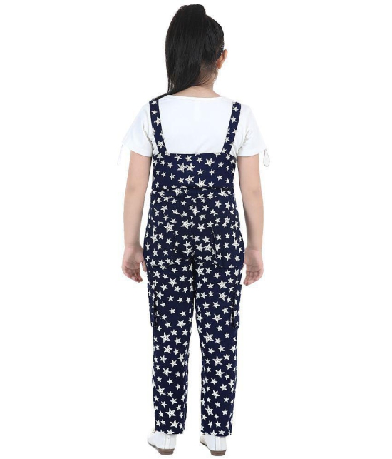 Naughty Ninos Girls Navy Star Printed Dungarees and Top Set - None