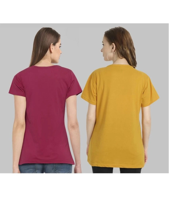 CHOZI - Multi Color Cotton Blend Regular Fit Womens T-Shirt ( Pack of 2 ) - None