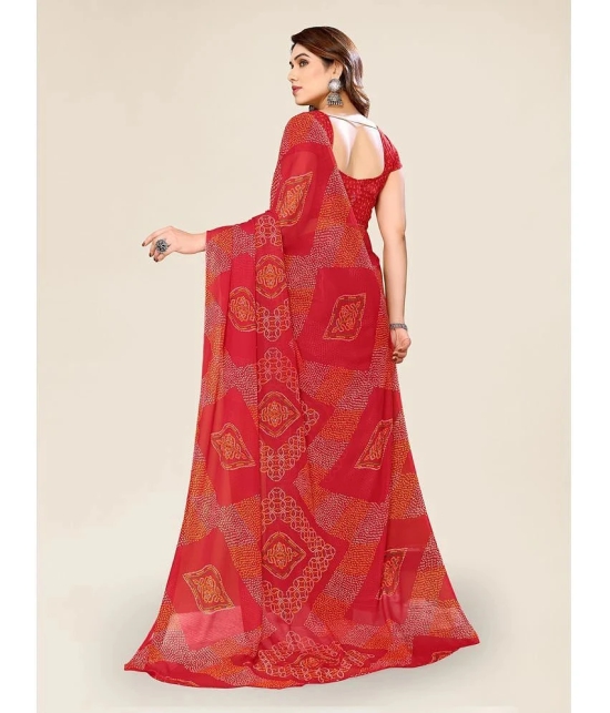 ANAND SAREES Georgette Printed Saree With Blouse Piece - Red ( Pack of 1 ) - Red