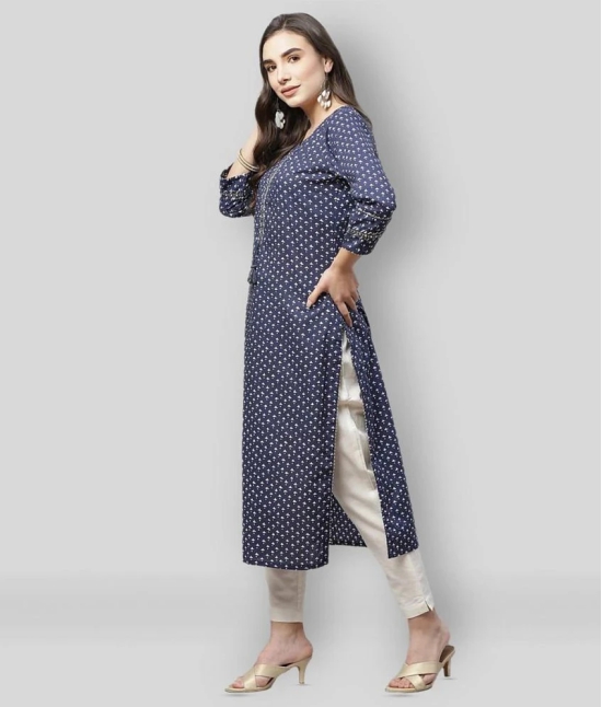 Divena - Blue Cotton Womens Straight Kurti ( Pack of 1 ) - 6XL