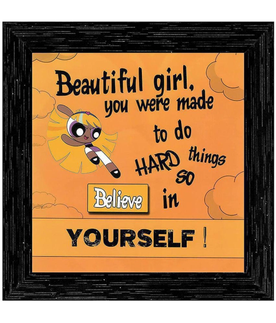 Indianara Girl Kids Motivational Quotes Framed Wall Hanging Laminated Paintings Matt Art Prints without Glass Set of 4 Multicolor