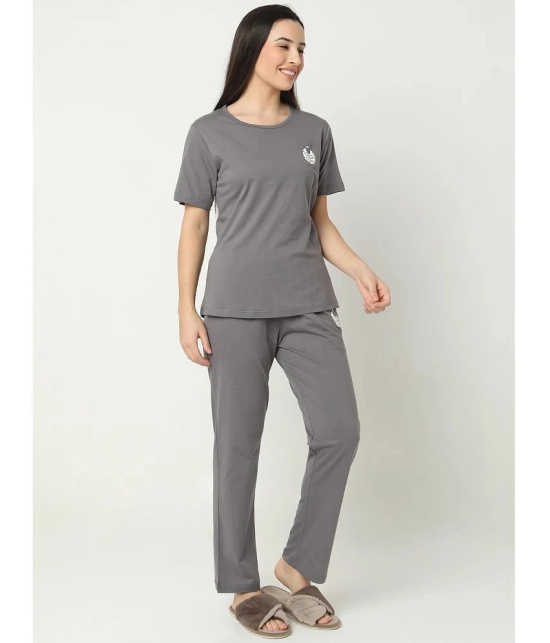 Smarty Pants Grey Cotton Womens Nightwear Nightsuit Sets ( Pack of 1 ) - None