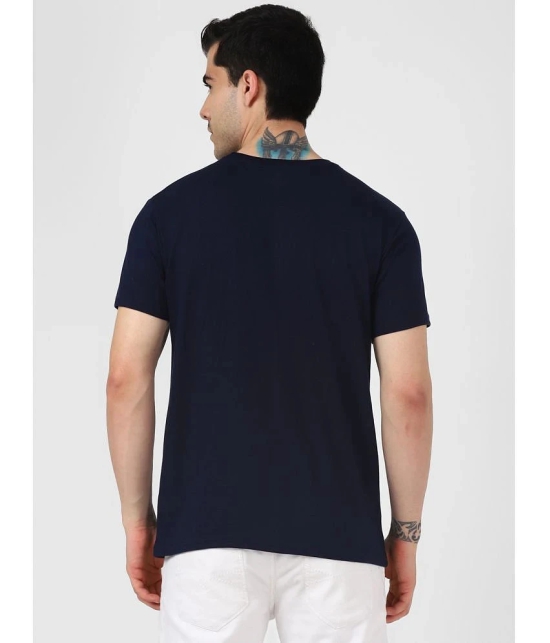 UrbanMark Men Regular Fit Round Neck Half Sleeves Text Print T Shirt-Navy - None