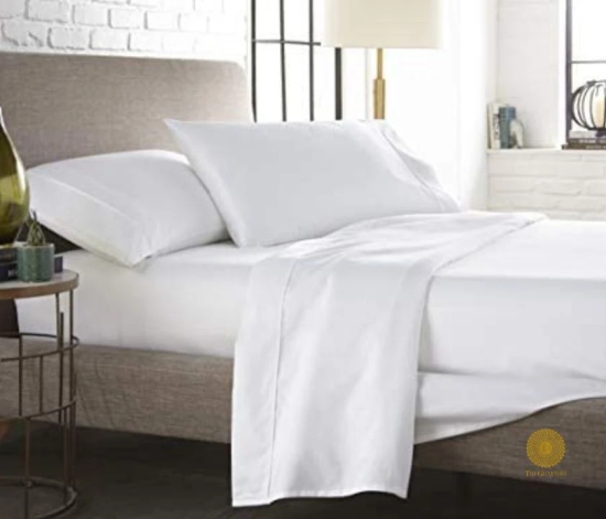 100% Cotton Premium Bedsheet 300 TC-White