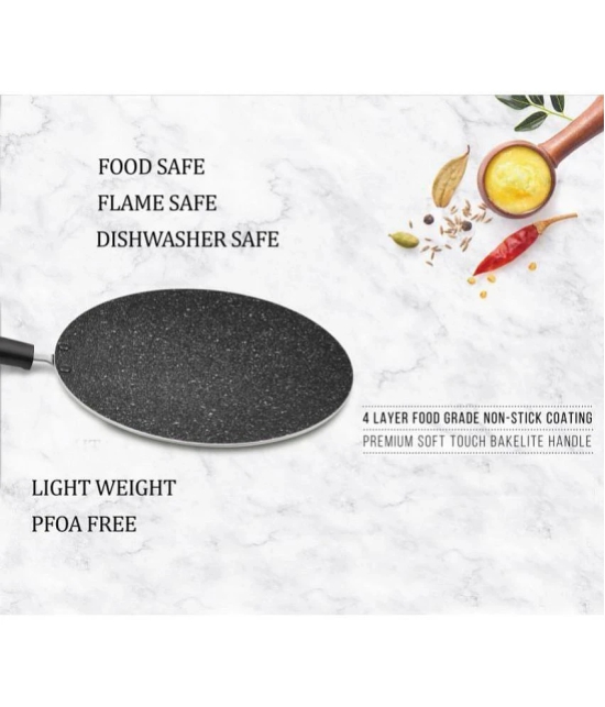 Milton Pro Cook Granito Induction Non-Stick Concave Tawa, 26 cm, Black