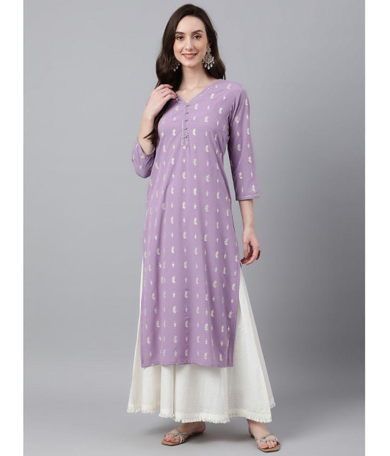 Janasya - Lavender Crepe Womens Straight Kurti ( Pack of 1 ) - None