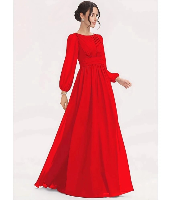 JASH CREATION - Red Georgette Womens Gown ( Pack of 1 ) - None