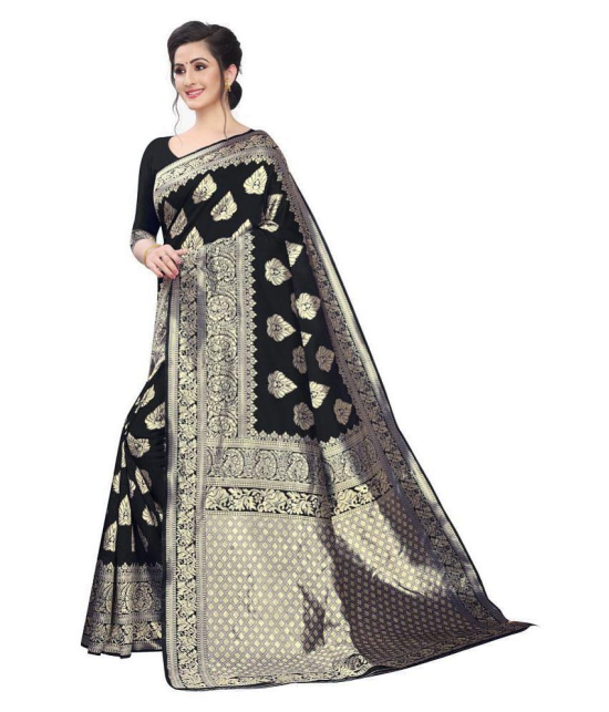 ofline selection Black Polycotton Saree - Single