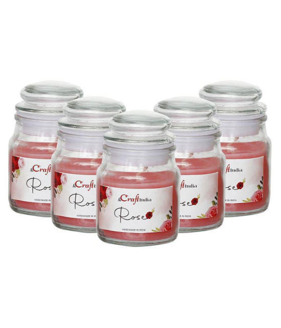 eCraftIndia Rose Votive Jar Candle Scented - Pack of 5