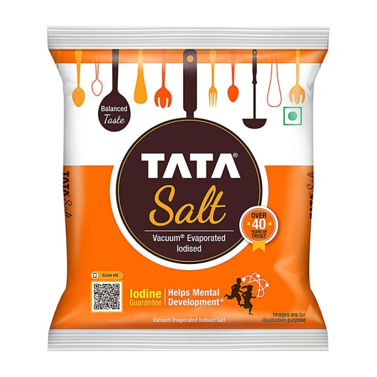 Tata Salt Vacuum Evaporated Iodised Salt - Helps Mental Development, 1 Kg Pouch