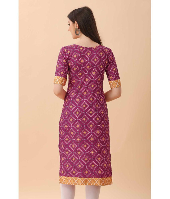 Glomee - Wine Crepe Women''s Straight Kurti ( Pack of 1 ) - None