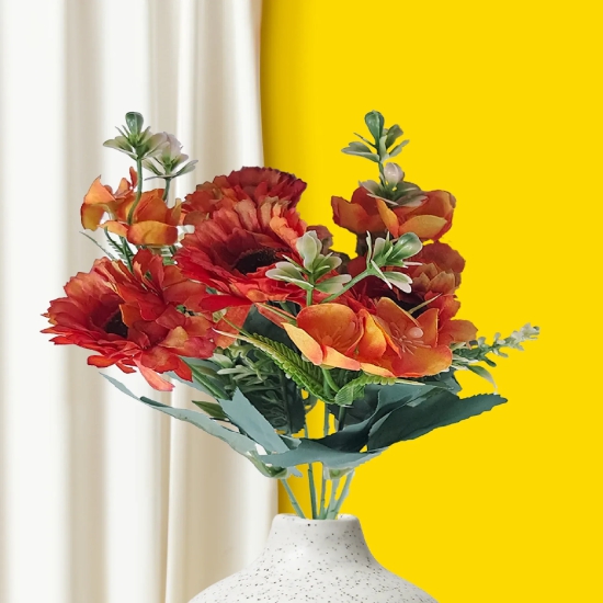 Gerberas and Fern Artificial Flowers Orange