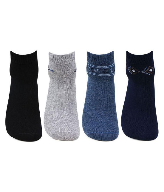 Bonjour - Cotton Mens Printed Multicolor Ankle Length Socks ( Pack of 4 ) - Multicolor