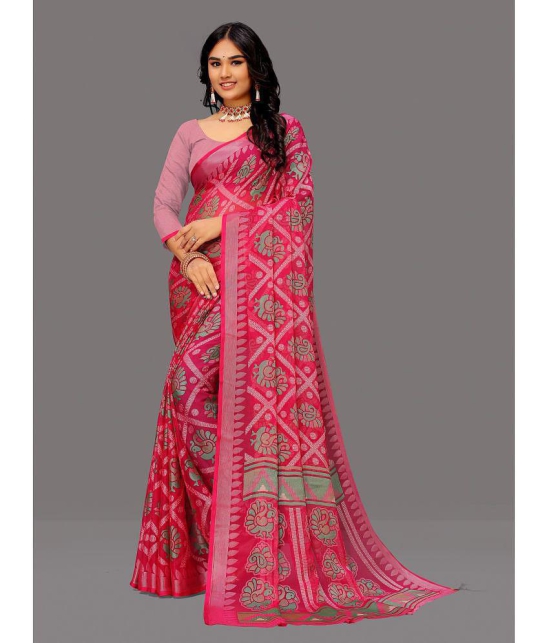 Sitanjali - Pink Brasso Saree With Blouse Piece ( Pack of 1 ) - Pink