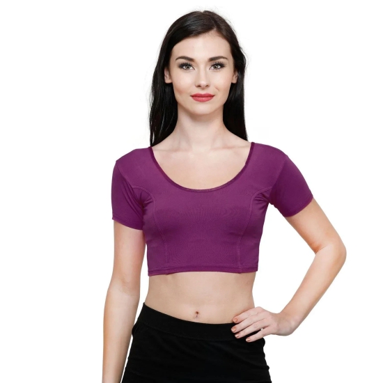 Vami Women's Cotton Stretchable Readymade Blouses - Mauve M