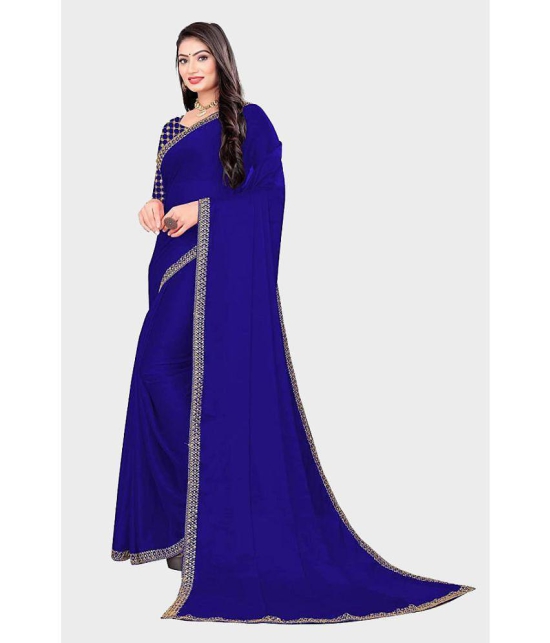 Bhuwal Fashion - Navy Blue Art Silk Saree With Blouse Piece ( Pack of 1 ) - Navy Blue