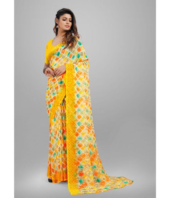 Sitanjali - Yellow Georgette Saree With Blouse Piece ( Pack of 1 ) - Yellow