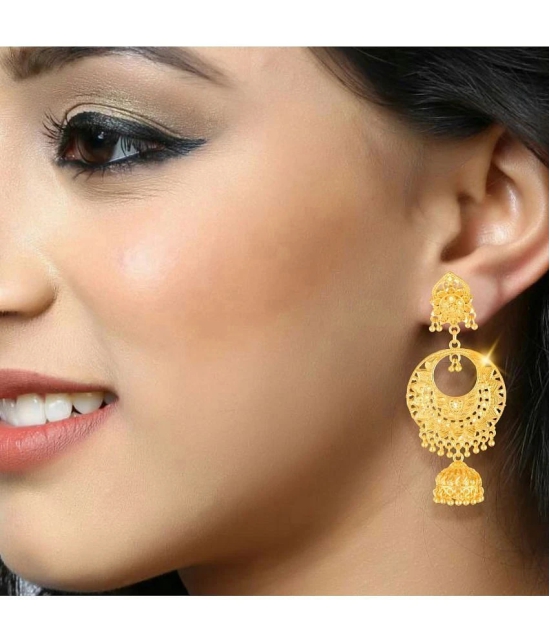 VIVASTRI Golden Jhumki Earrings ( Pack of 1 ) - Golden