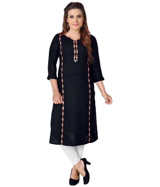 Kapadia - Black Rayon Womens Straight Kurti ( Pack of 1 ) - None