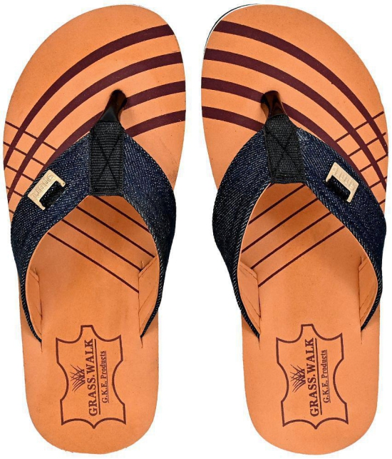 GRASS WALK - Tan Men's Thong Flip Flop - None