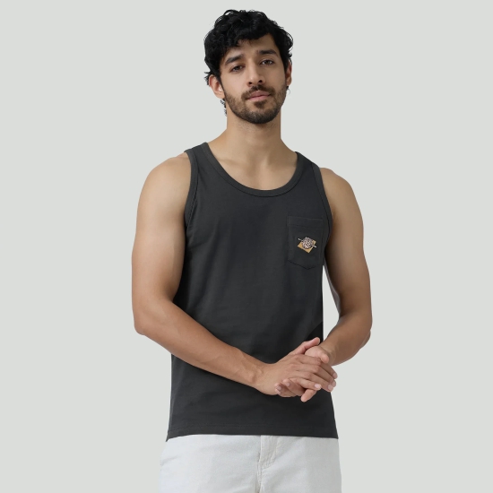 Renew Combed Cotton Tank Tops Charcoal Grey L