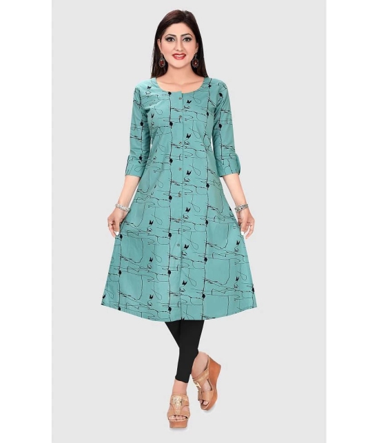 Meher Impex - Sea Green Cotton Blend Womens A-line Kurti ( Pack of 1 ) - None