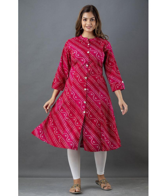 Lee Moda - Red Cotton Women''s Front Slit Kurti ( Pack of 1 ) - None