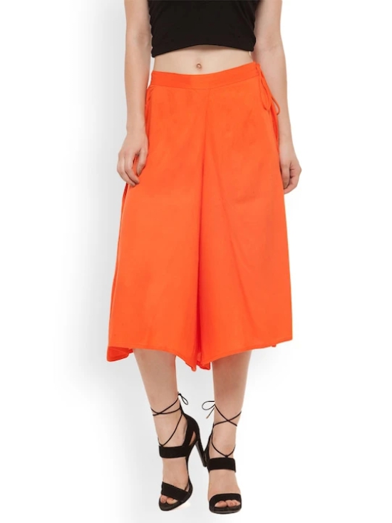 Women Orange Flared Solid Palazzos