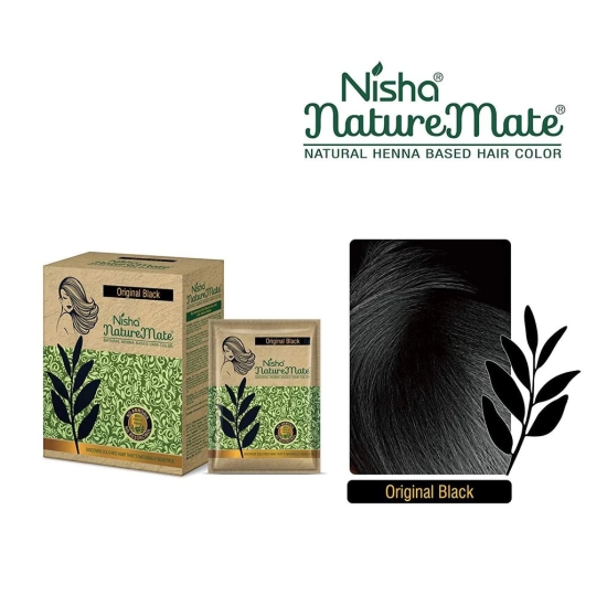 Nisha Nature Mate Henna Based Hair Colour Original Black 60gm Pack of 2, No Ammonia, No Resorcinol, 100% Grey Coverage