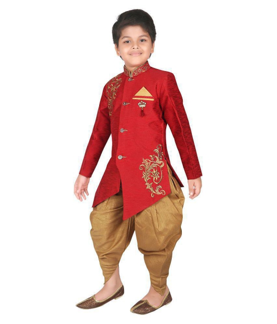 Ahhaaaa Ethnic Wear Hand Work embroidery Sherwani/Indo Western With Dhoti Pant For Kids and Boys - None