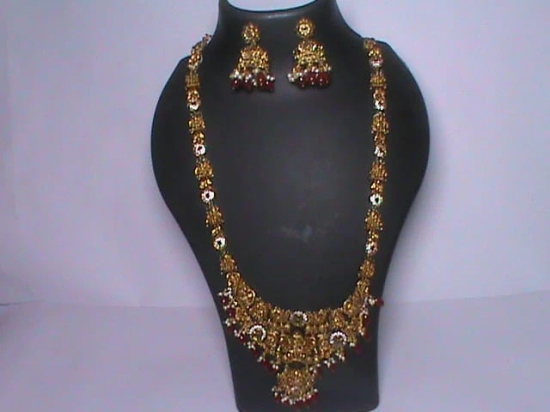 Indian Traditional Gold Plated Kundan Meenakari Necklace Set With Earrings