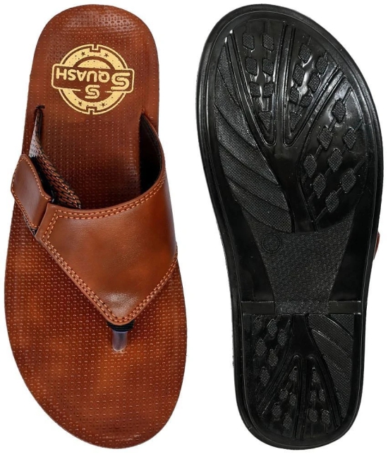 Squash - Brown Mens Leather Slipper - None