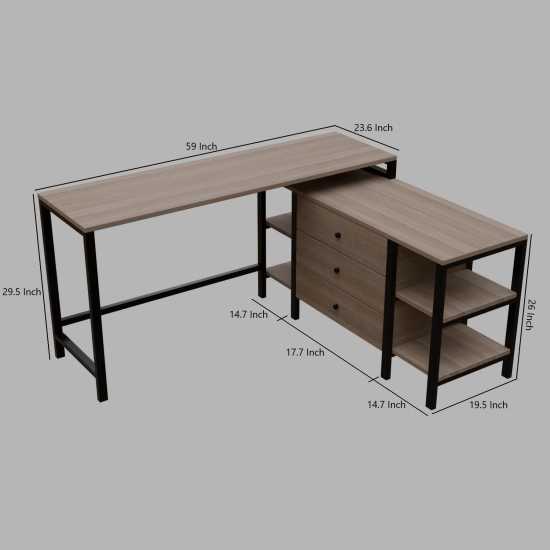 KERRY Workstation Desk in wenge finish-White