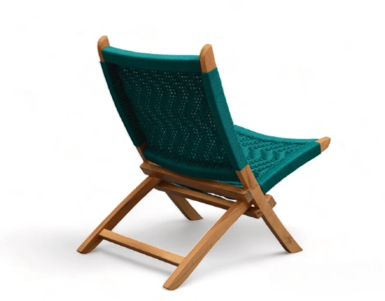 Orchid Homez Hand Woven Lounge Chair Folding Solid Wood Outdoor Chair (Natural) (Sea-Green)